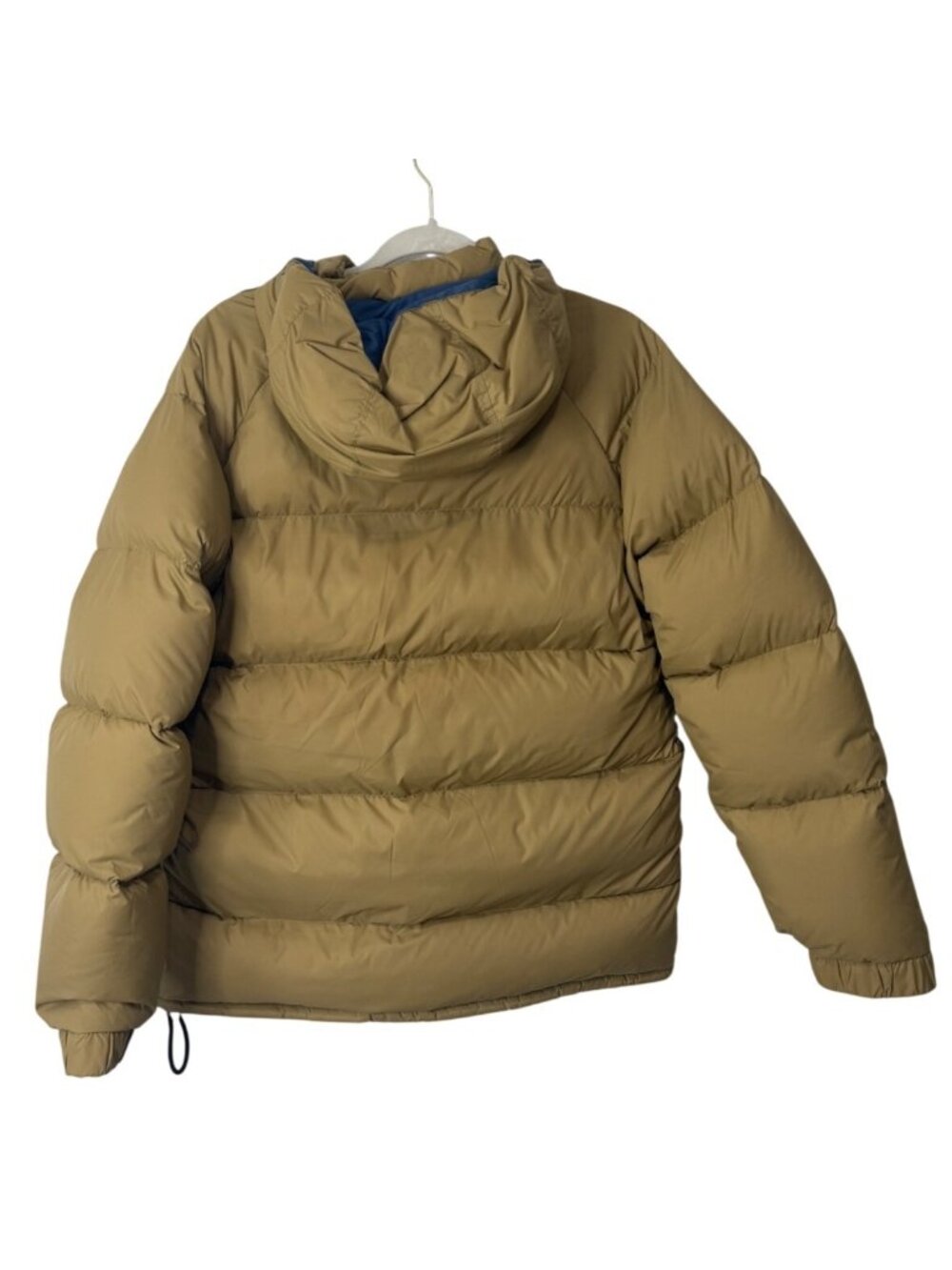 Vtg Penfield Mens Size M Puffer Jacket Down Hooded Winter Coat Tan Blue Outdoors - Picture 2 of 7